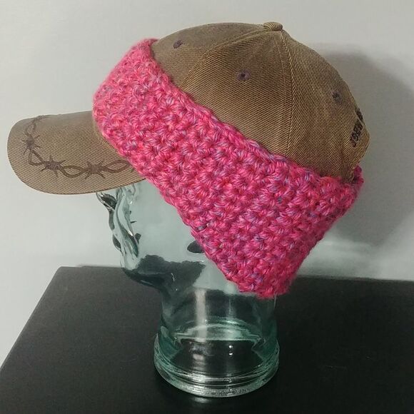 Just in! Handmade Crocheted Contoured Unisex Headband/Earwarmer Pink/Multi - Picture 3 of 8